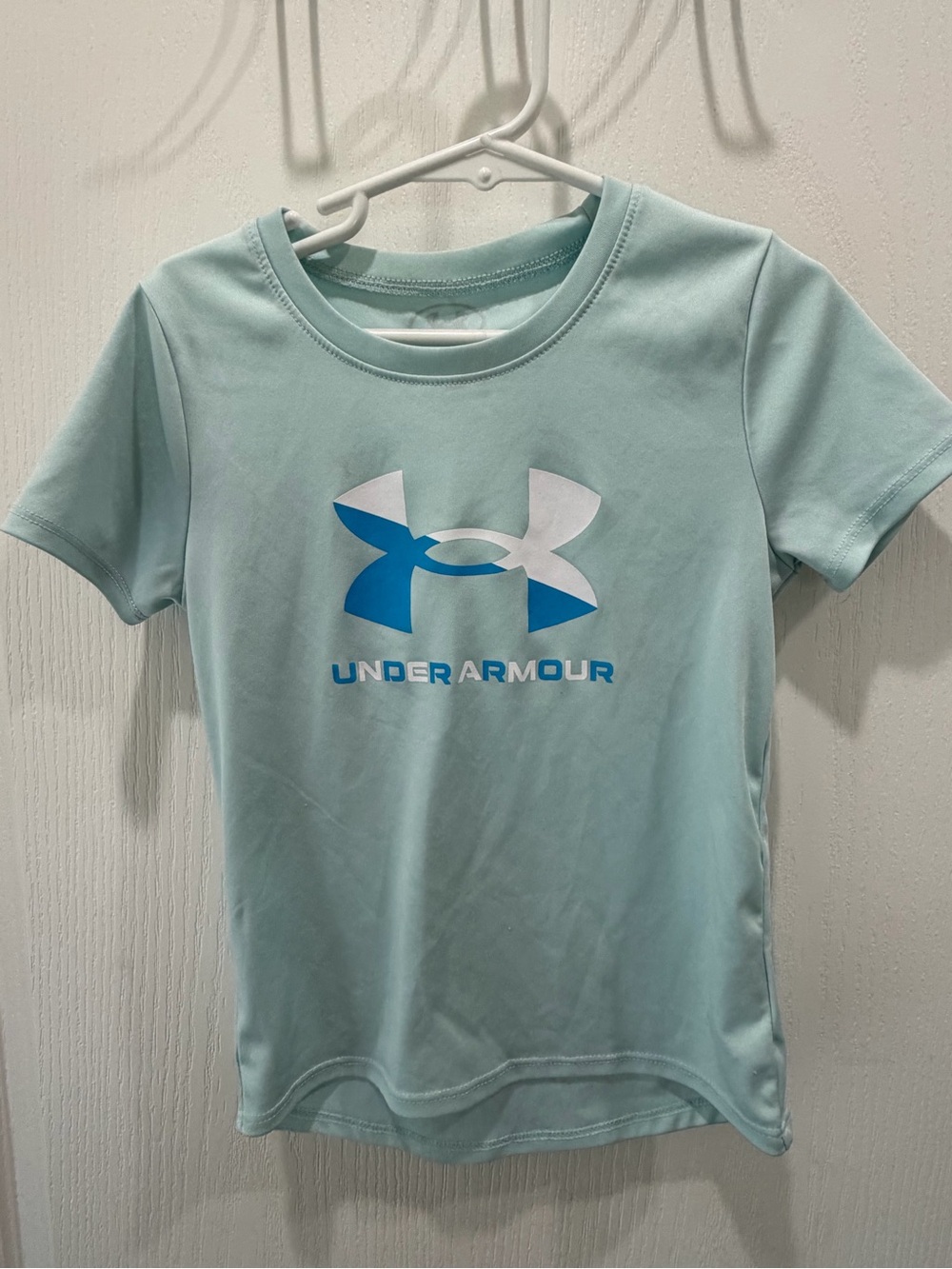 Under Armour Girls Aqua Short Sleeve Logo Tee